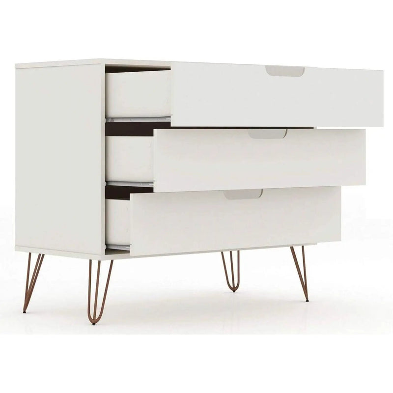 Modern Scandinavian Style Bedroom 3-Drawer Dresser in Off-White Finish by HomePacific