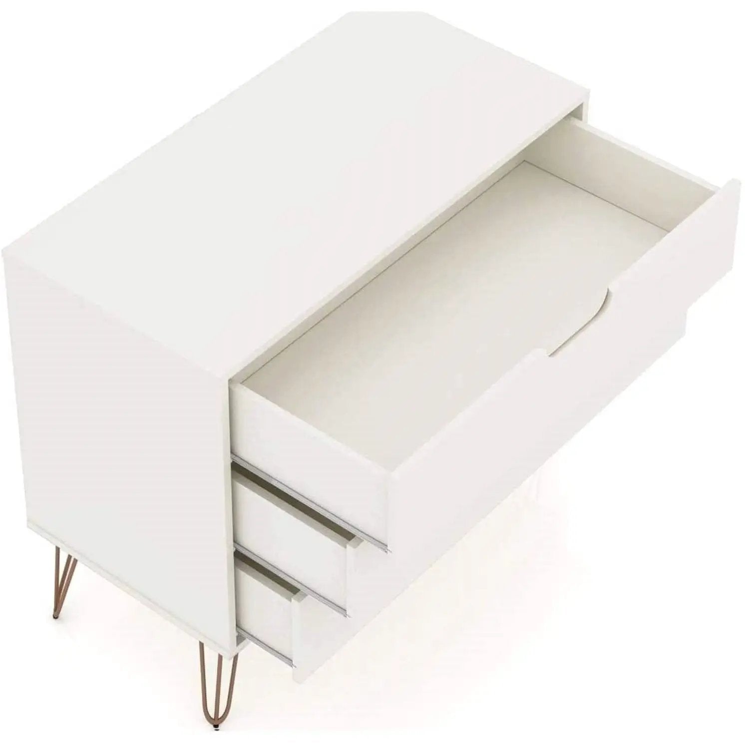 Modern Scandinavian Style Bedroom 3-Drawer Dresser in Off-White Finish by HomePacific