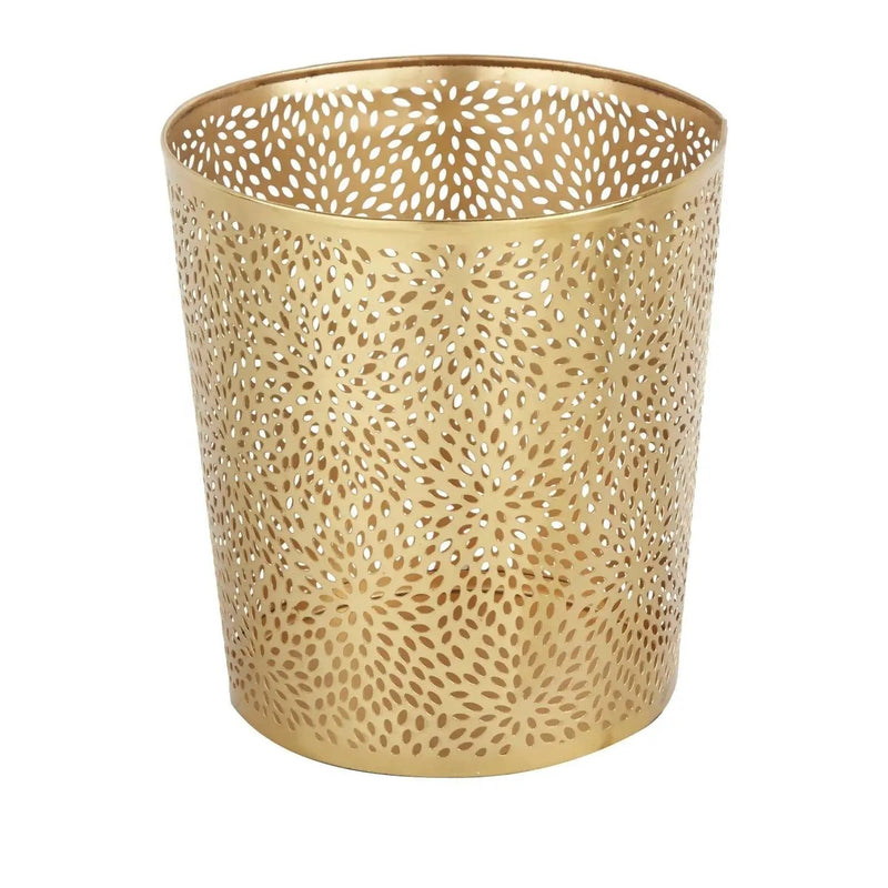 1.3 Gallon Round Perforated Copper Gold Metal Waste Basket Trash Can by HomePacific