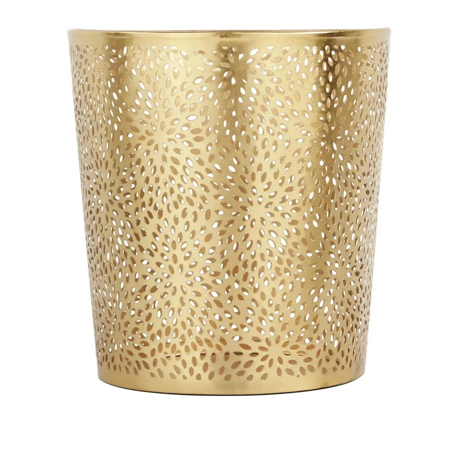 1.3 Gallon Round Perforated Copper Gold Metal Waste Basket Trash Can by HomePacific
