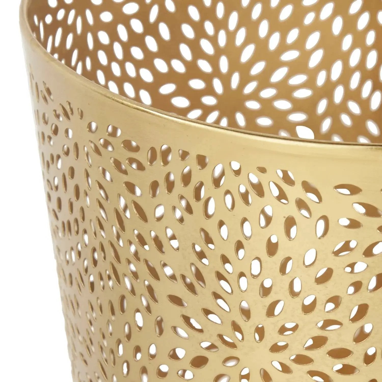 1.3 Gallon Round Perforated Copper Gold Metal Waste Basket Trash Can by HomePacific