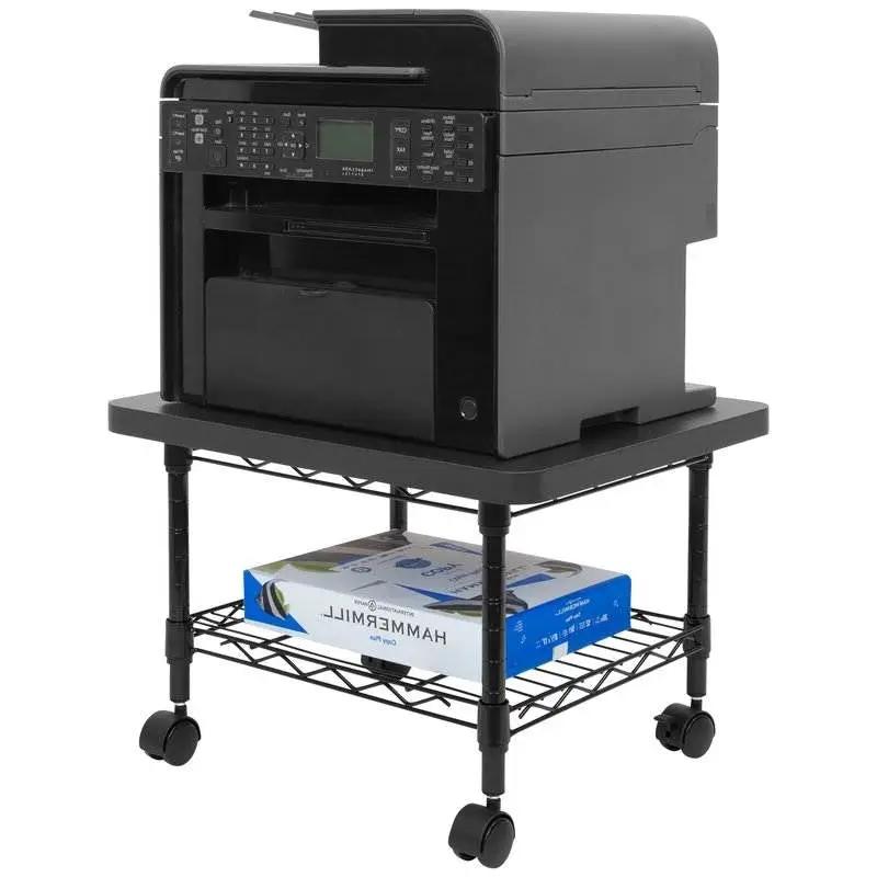 Multipurpose Black Metal 2-Tier Mobile Under Desk Printer Stand Cart w/ Casters by HomePacific
