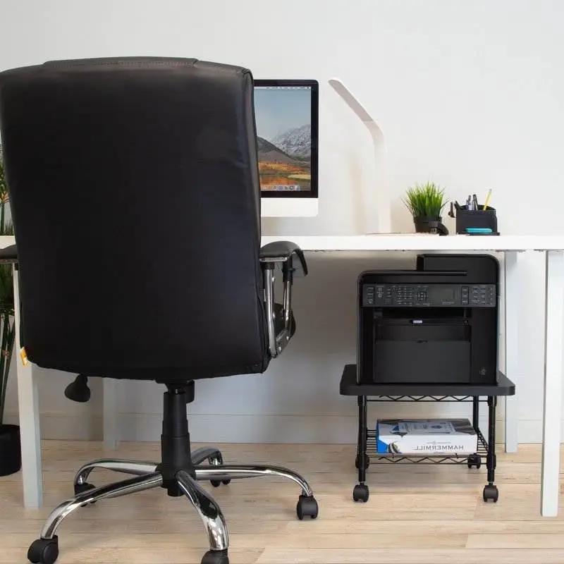 Multipurpose Black Metal 2-Tier Mobile Under Desk Printer Stand Cart w/ Casters by HomePacific