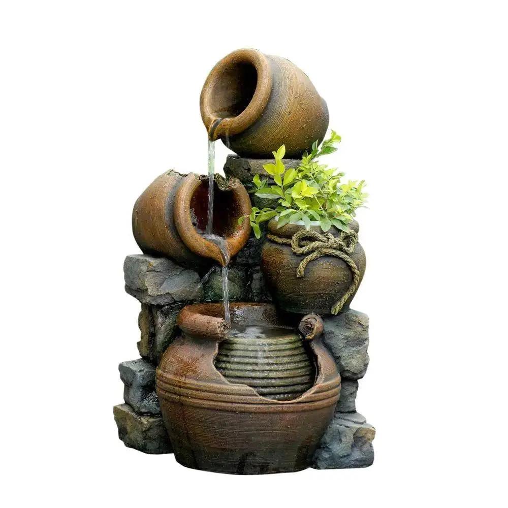 2-in-1 Outdoor Polyresin 15-Gallon Pouring Pots Water Fountain Planter by HomePacific