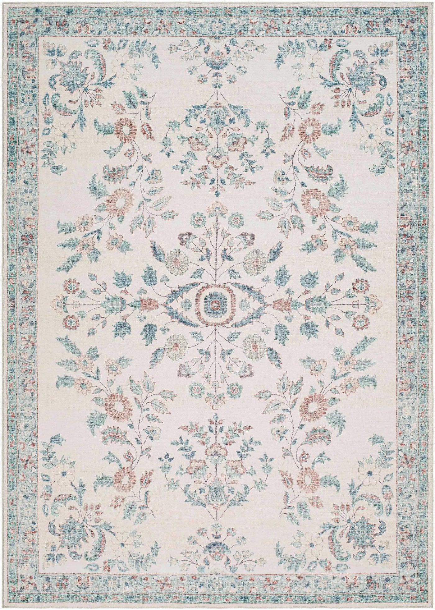 Meyly Pink & Green Washable Area Rug by Boutique Rugs
