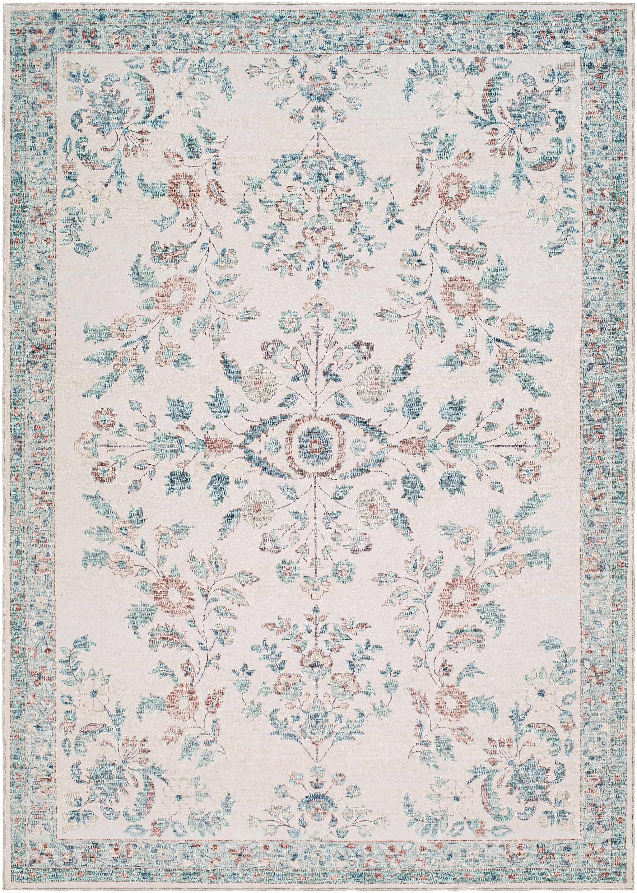 Meyly Pink & Green Washable Area Rug by Boutique Rugs