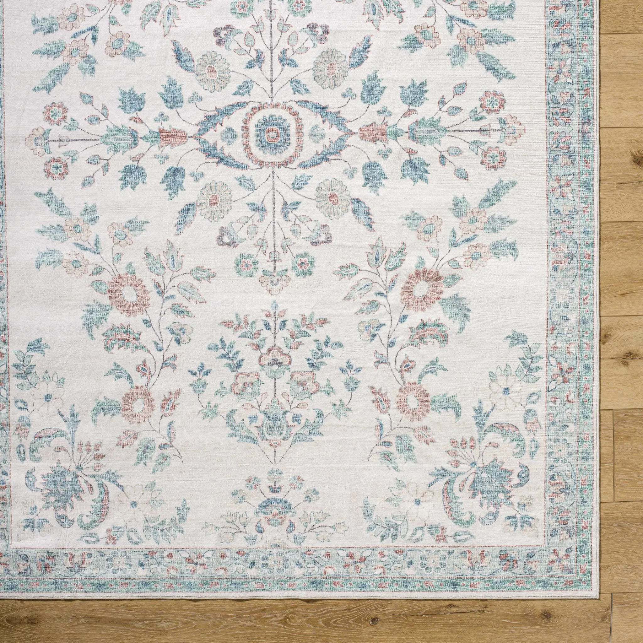 Meyly Pink & Green Washable Area Rug by Boutique Rugs