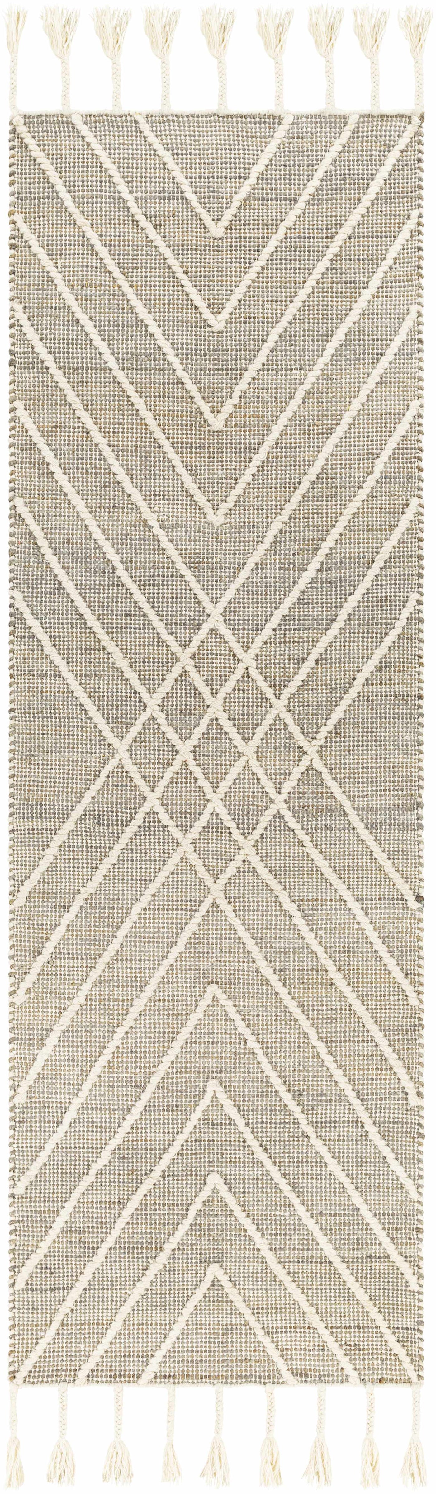 Marbletown Jute&Wool Blend Rug with Tassels - Clearance by Boutique Rugs