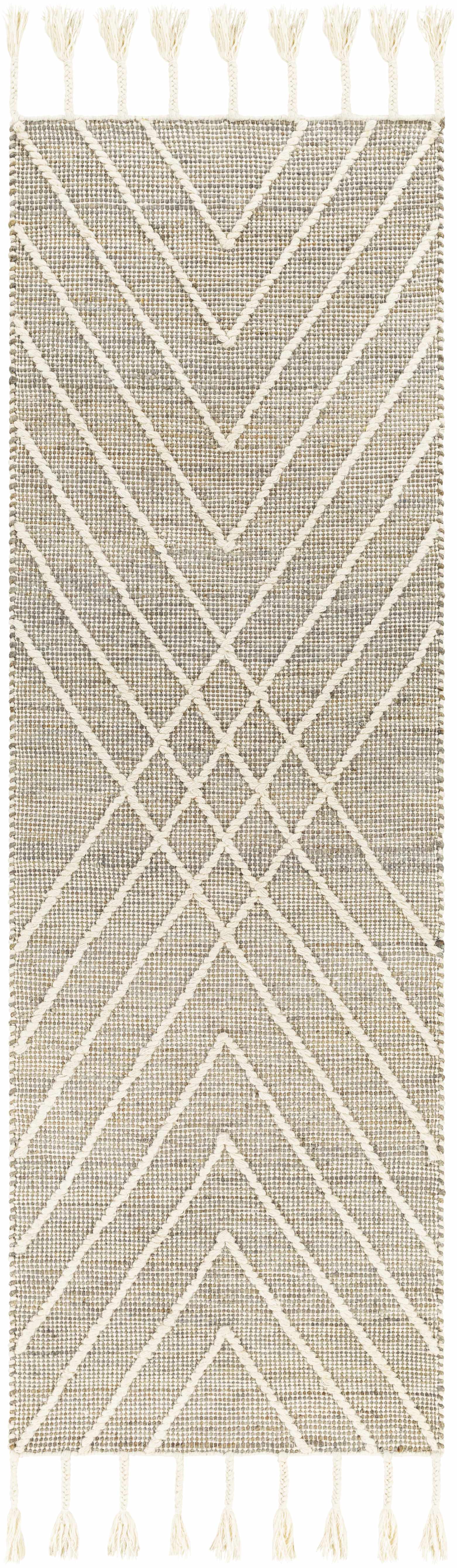 Marbletown Jute&Wool Blend Rug with Tassels - Clearance by Boutique Rugs