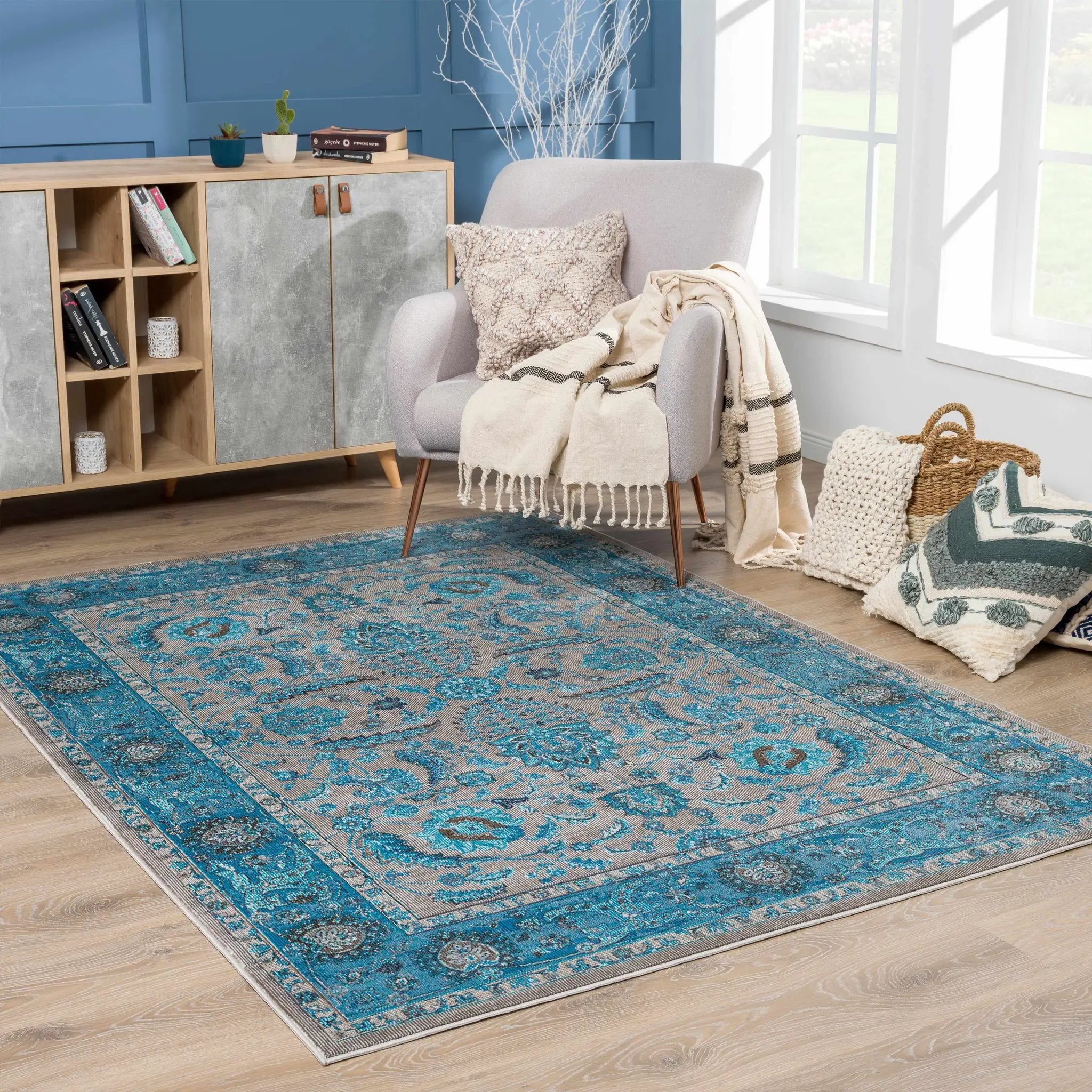 Mardina Turquoise Area Rug - Clearance by Boutique Rugs