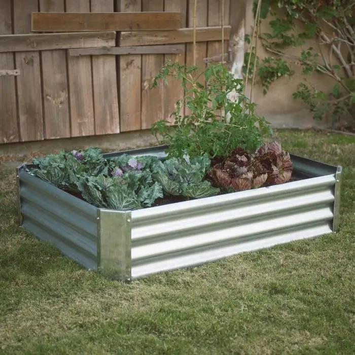 Industrial Farmhouse Steel Raised Garden Bed Metal Planter with Lining by HomePacific