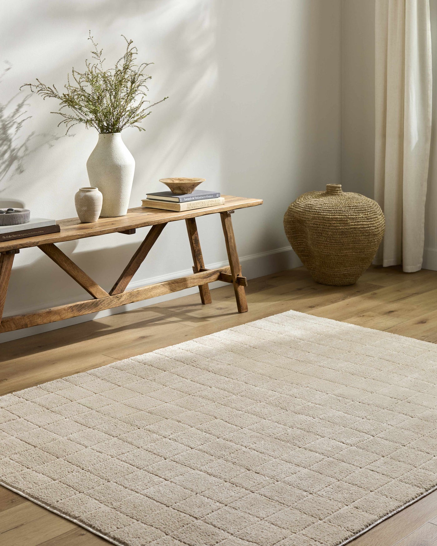 Cascade Checkered Beige Area Rug by Boutique Rugs