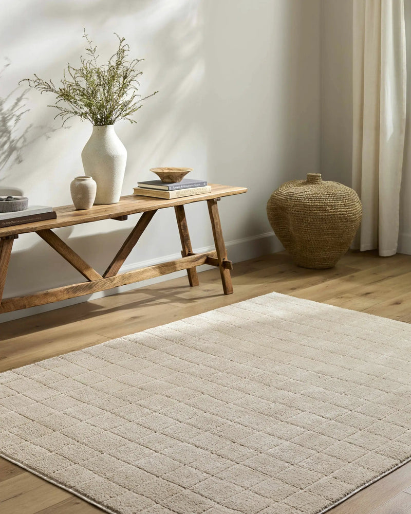 Cascade Checkered Beige Area Rug by Boutique Rugs