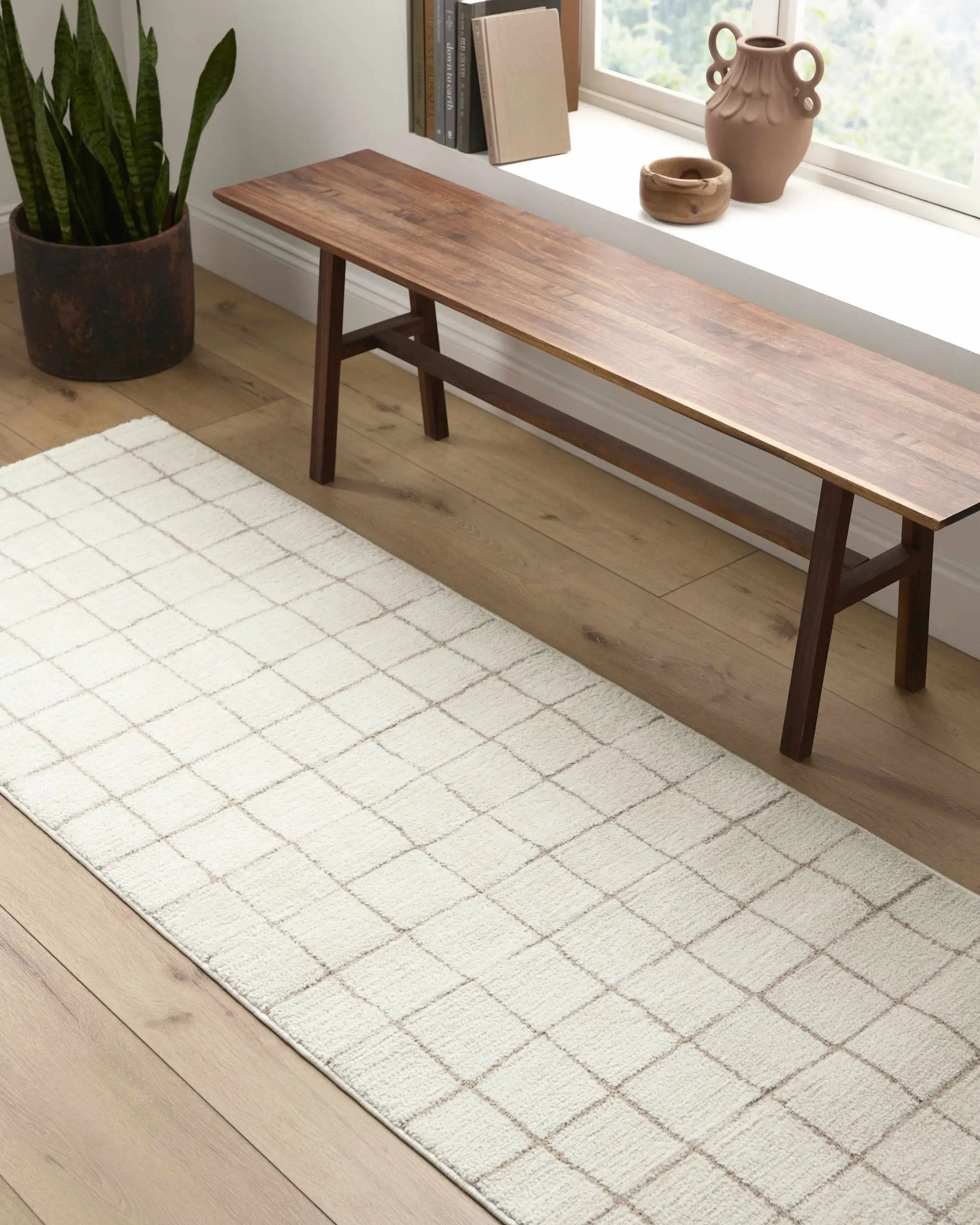 Cascade Checkered Ivory Area Rug by Boutique Rugs
