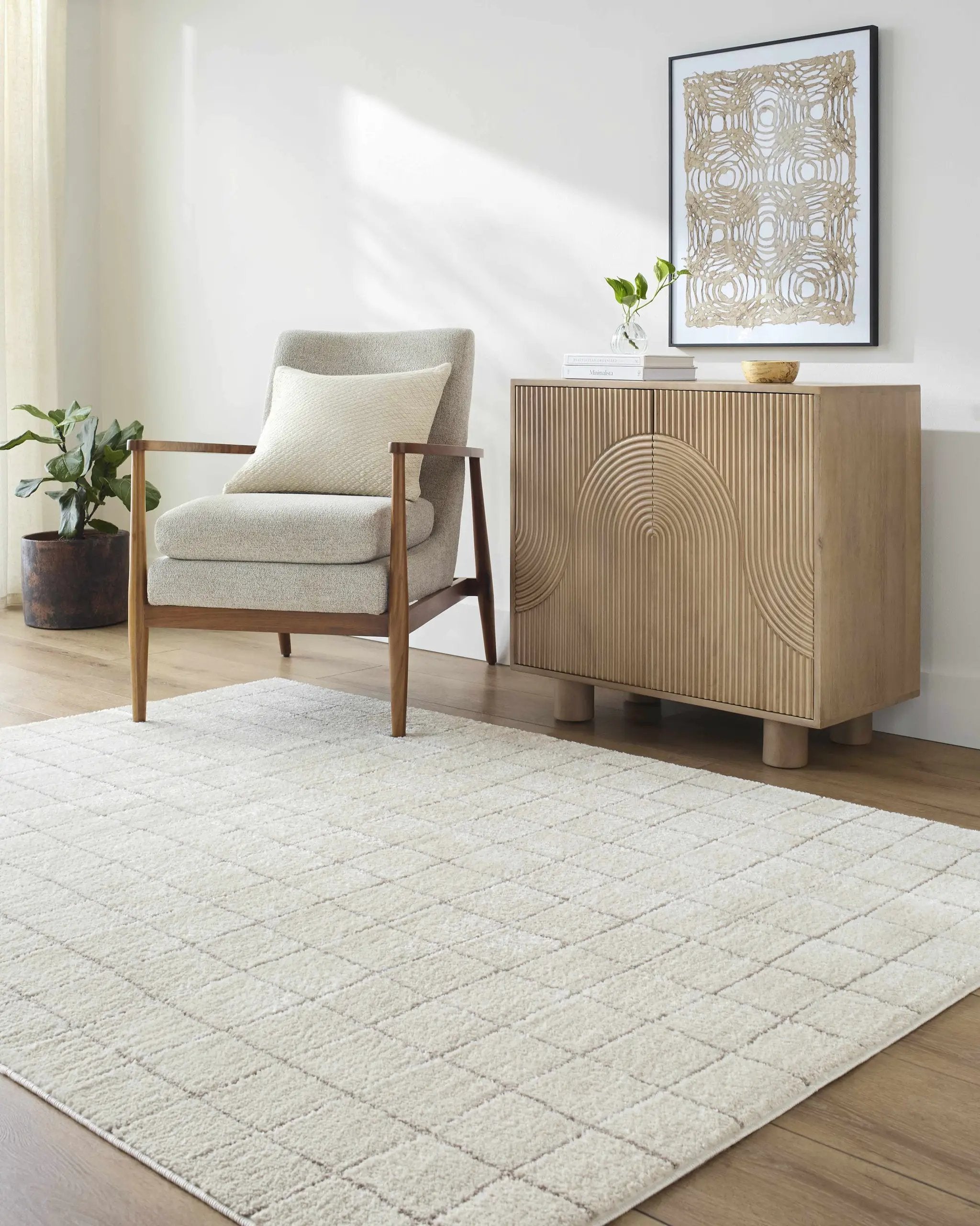 Cascade Checkered Ivory Area Rug by Boutique Rugs