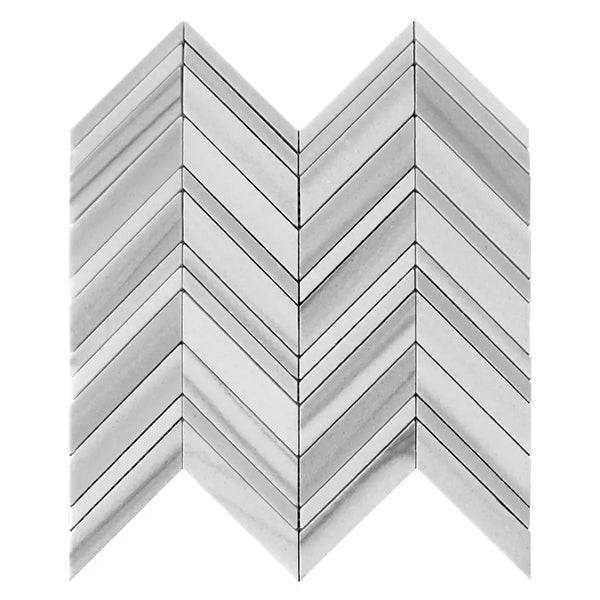 Gray 12x12 Polished Herringbone Equator Marble Mosaic Tile (5 pack, 5.08 sq ft/case), photo 2 of 5