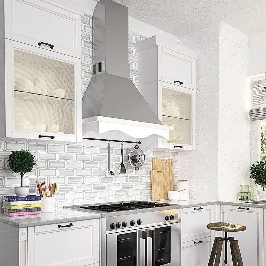 White Gray 10x12 Polished Brick Equator Thassos Marble Mosaic Tile (5 pack, 4.04 sq ft/case) by Apollo Tile
