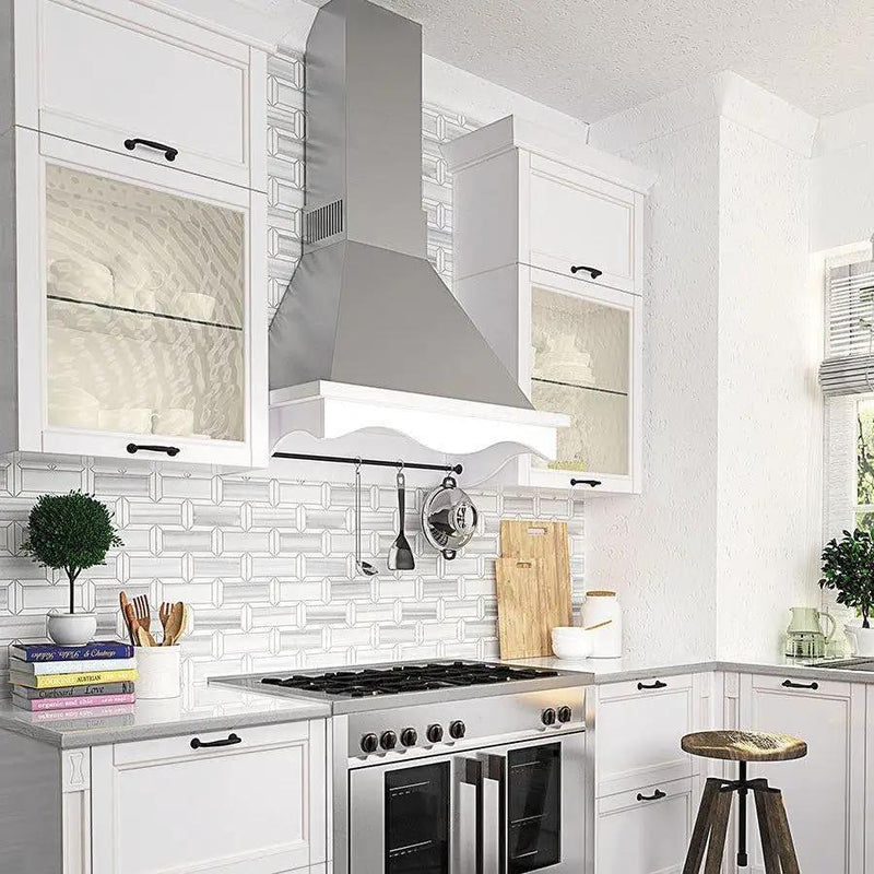 White Gray 10x12 Polished Brick Equator Thassos Marble Mosaic Tile (5 pack, 4.04 sq ft/case) by Apollo Tile