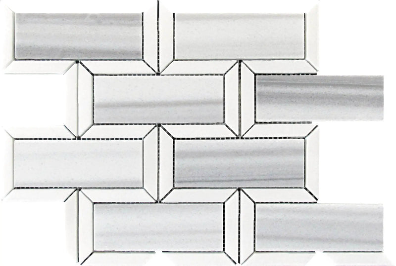 White Gray 10x12 Polished Brick Equator Thassos Marble Mosaic Tile (5 pack, 4.04 sq ft/case) by Apollo Tile