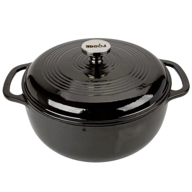 Round 6-Quart Black Enamel Cast Iron Dutch Oven with Lid by HomePacific