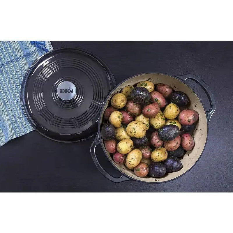 Round 6-Quart Black Enamel Cast Iron Dutch Oven with Lid by HomePacific