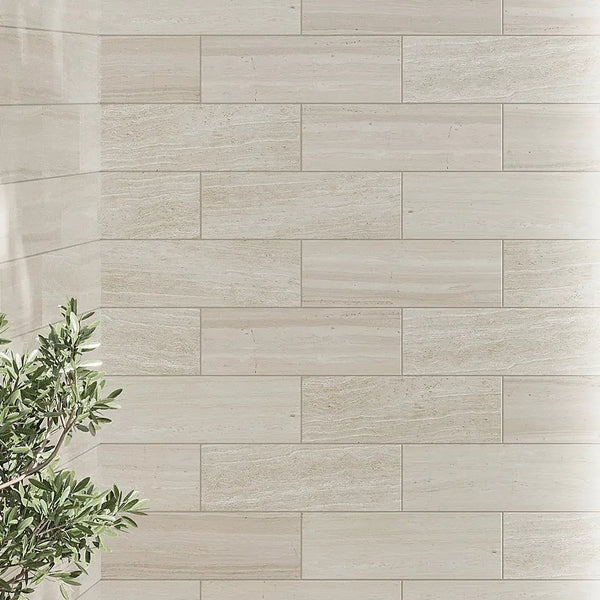 Wooden Beige 4x12 Polished Subway Crystal Sand Marble Tile (15 pack, 5 sq ft/case)