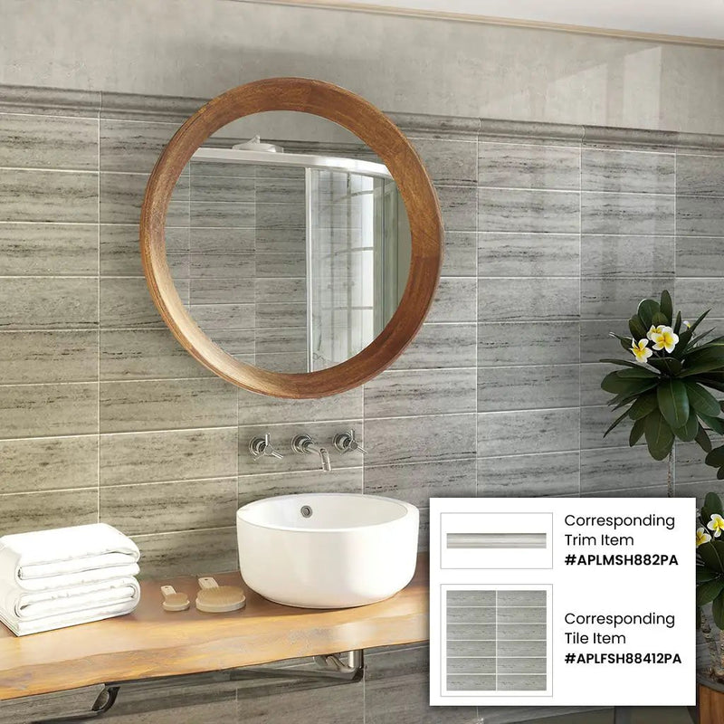 Beige 2x12 Polished Crystal Sand Chair Rail Marble Tile Trim (10 pack, 1.667 sq ft/case) by Apollo Tile