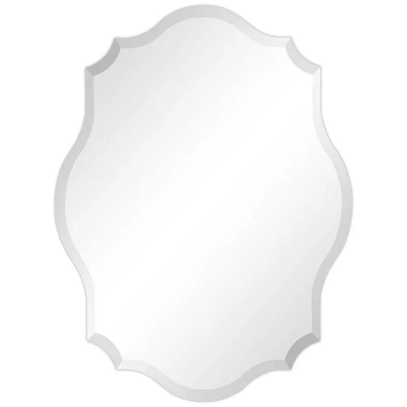Modern Frameless 32 x 24 inch Scalloped Beveled Accent Bathroom Mirror by HomePacific