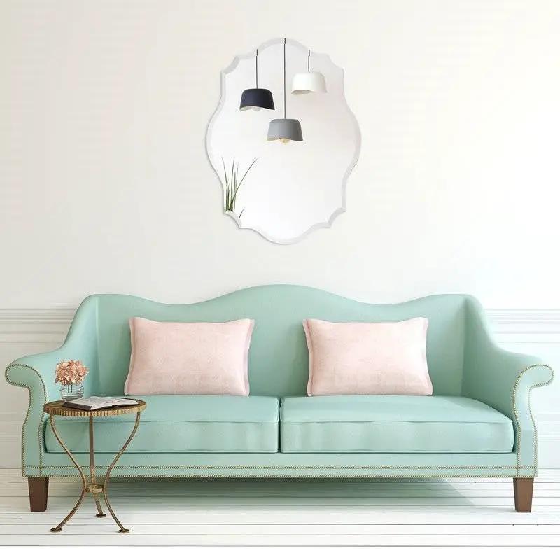 Modern Frameless 32 x 24 inch Scalloped Beveled Accent Bathroom Mirror by HomePacific