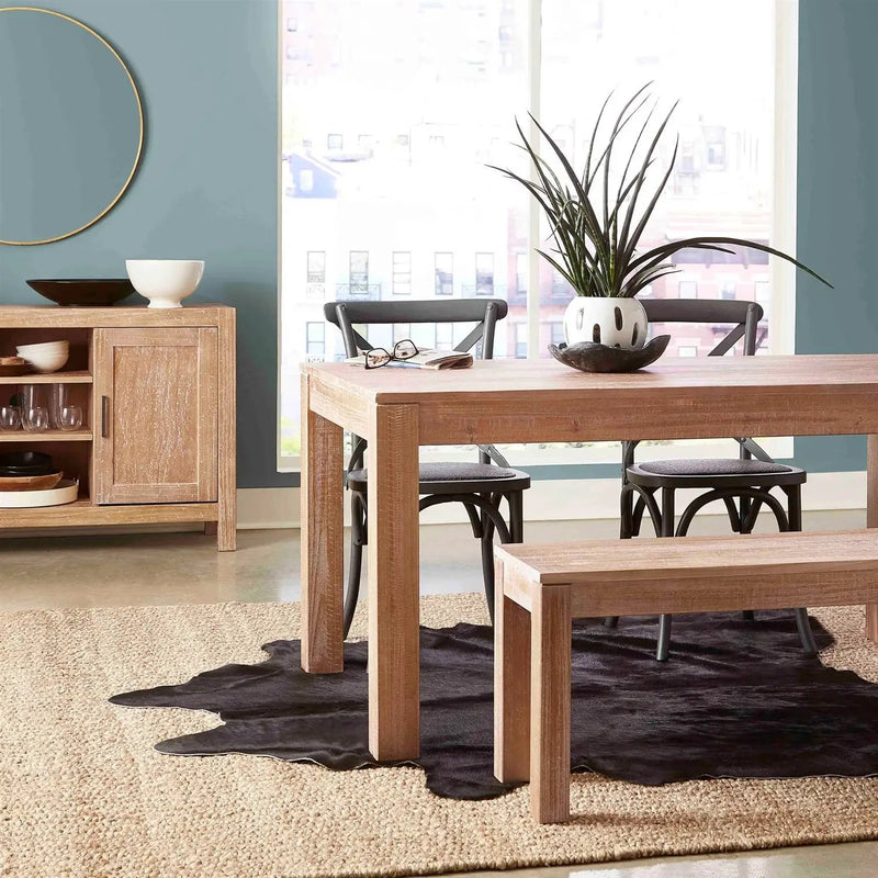 Modern Farmhouse 63-inch Solid Wood Dining Table in Rustic Light Brown Finish by HomePacific