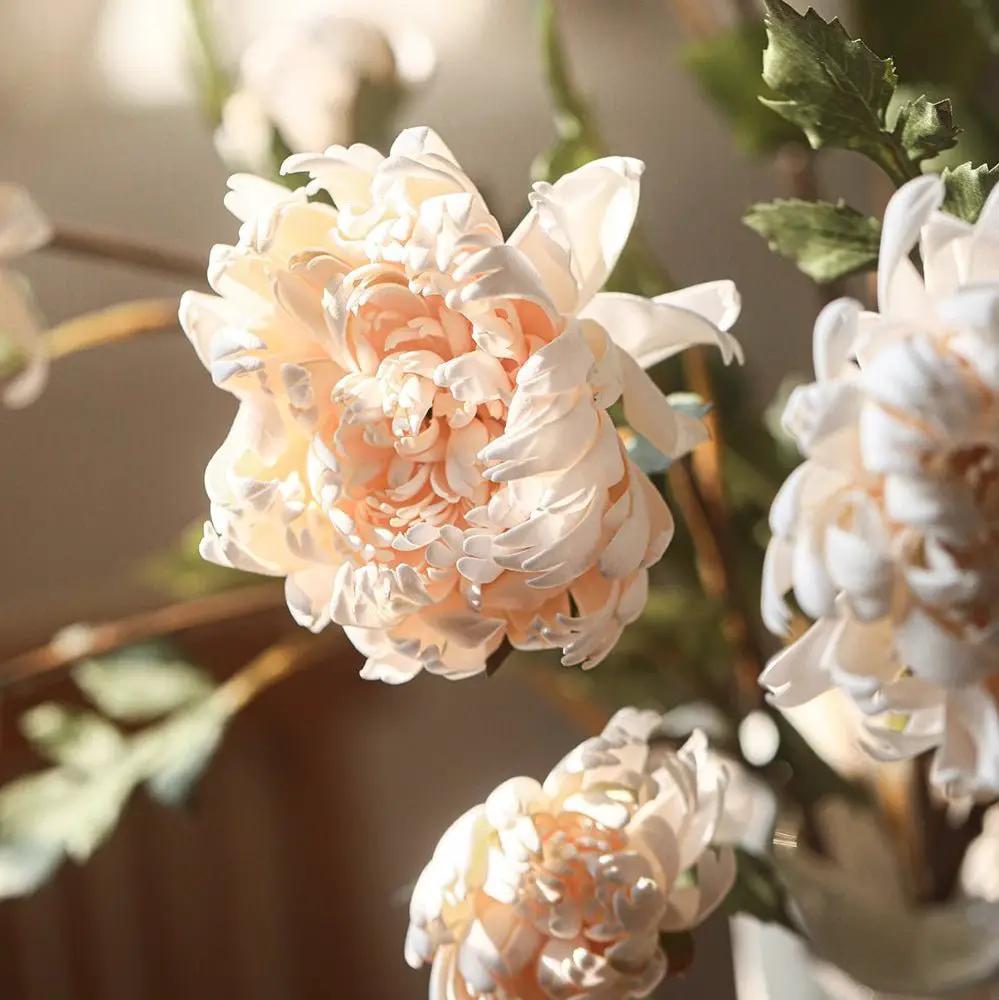 Two-Head Seattle Dahlia Flower Stem 26.7" Tall by RusticReach