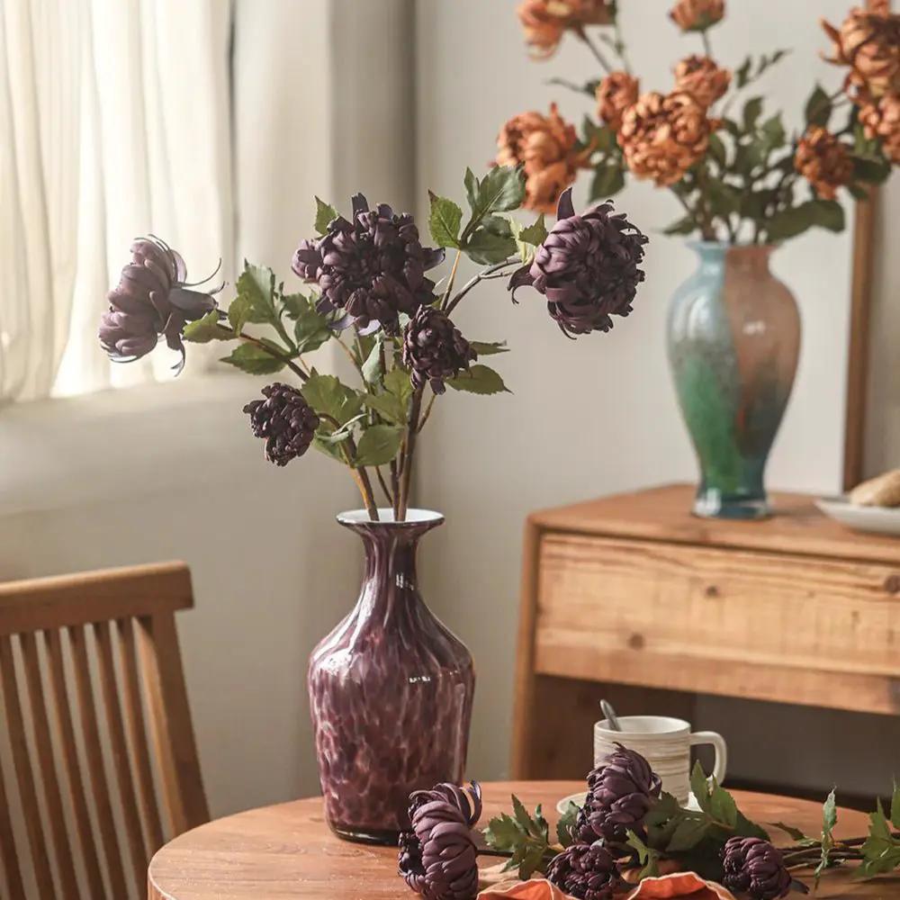 Two-Head Seattle Dahlia Flower Stem 26.7" Tall by RusticReach