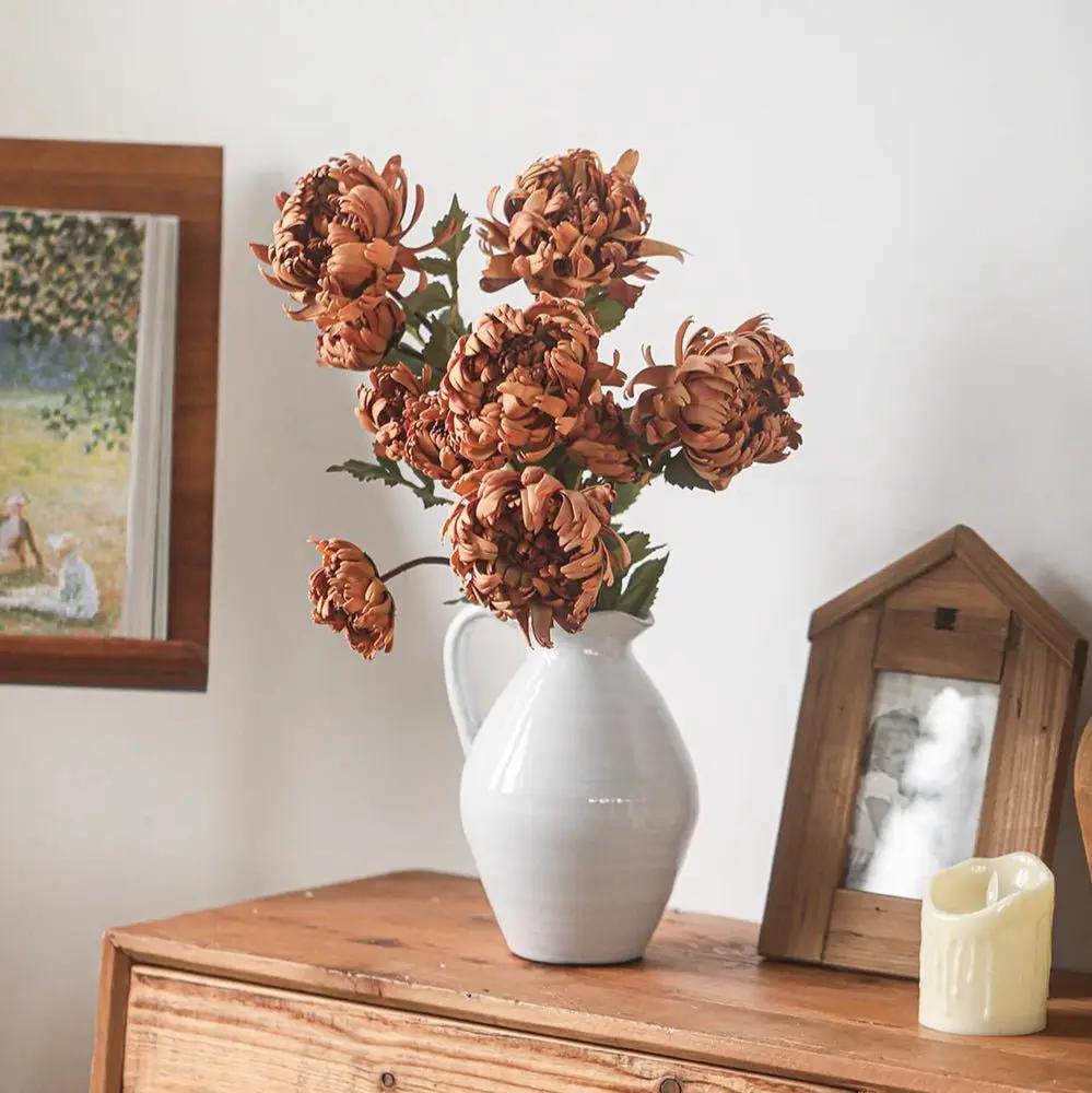 Two-Head Seattle Dahlia Flower Stem 26.7" Tall by RusticReach