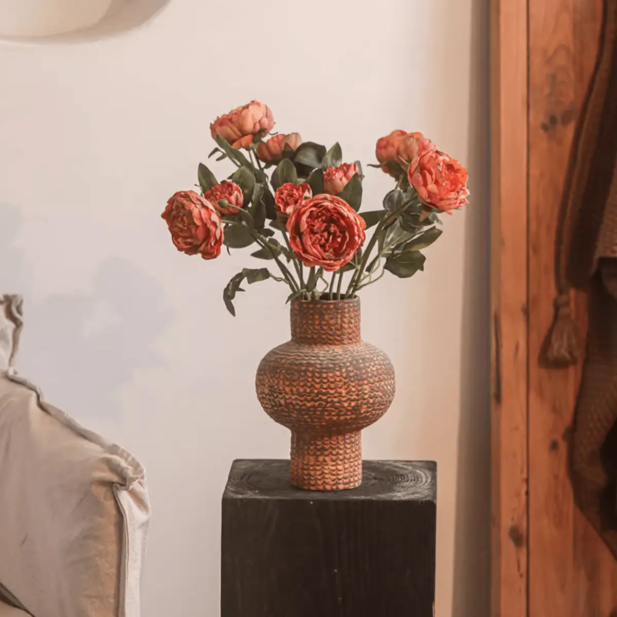 Artificial Sophia 2-Head Peony Stem 20.8" Tall by RusticReach
