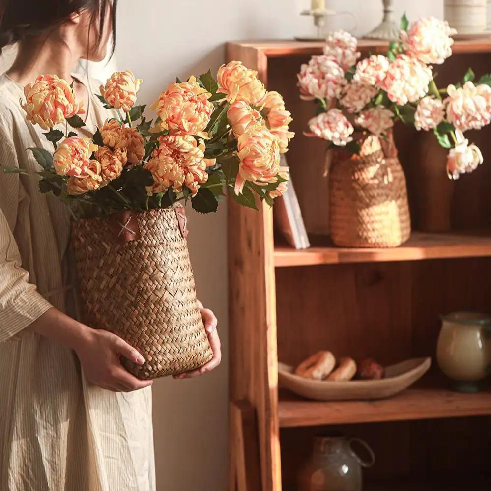 Three-Head Seattle Dahlia Flower Stem 30.7" Tall by RusticReach