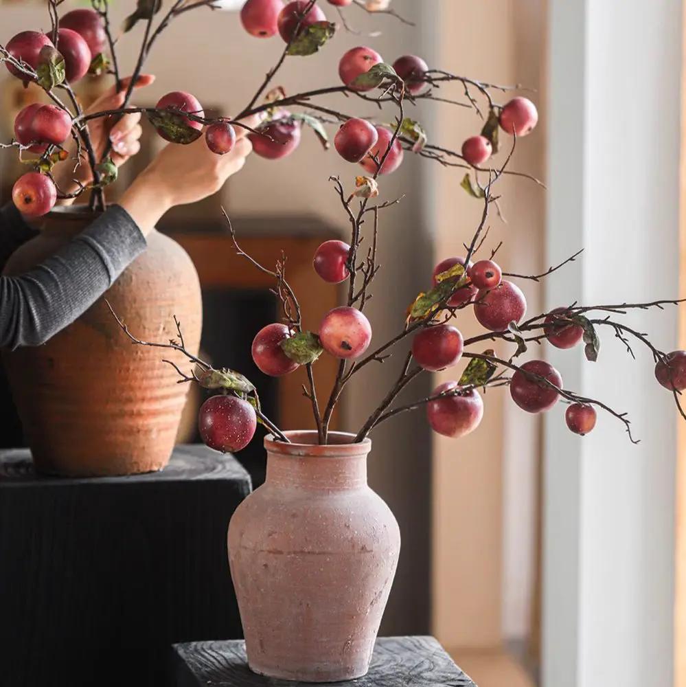 Faux Red Apple Branch Stem 36" Tall by RusticReach