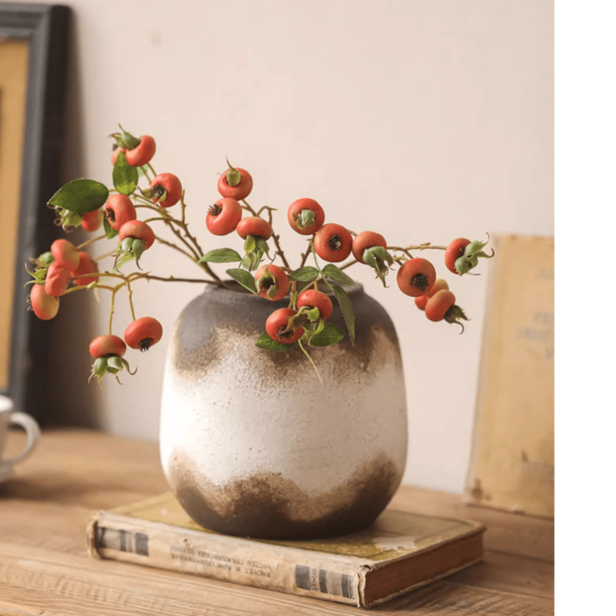 Watertight Brown Imprint Ceramic Vase by RusticReach
