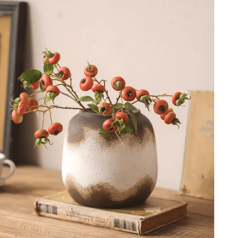 Watertight Brown Imprint Ceramic Vase