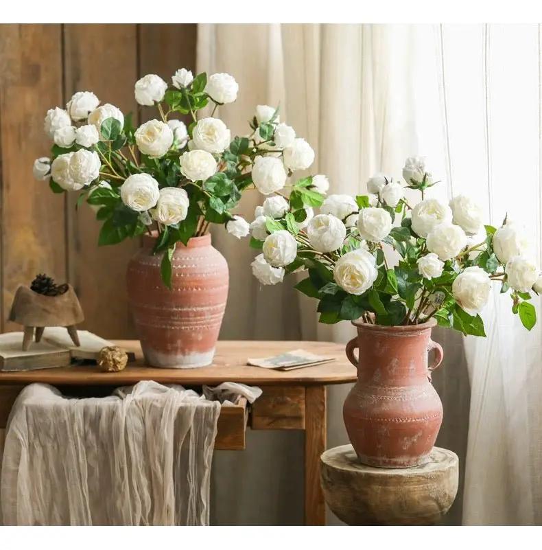 White Cabbage Rose Stem 20.8" Tall by RusticReach