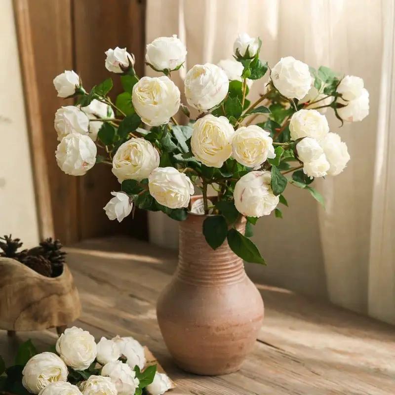 White Cabbage Rose Stem 20.8" Tall by RusticReach