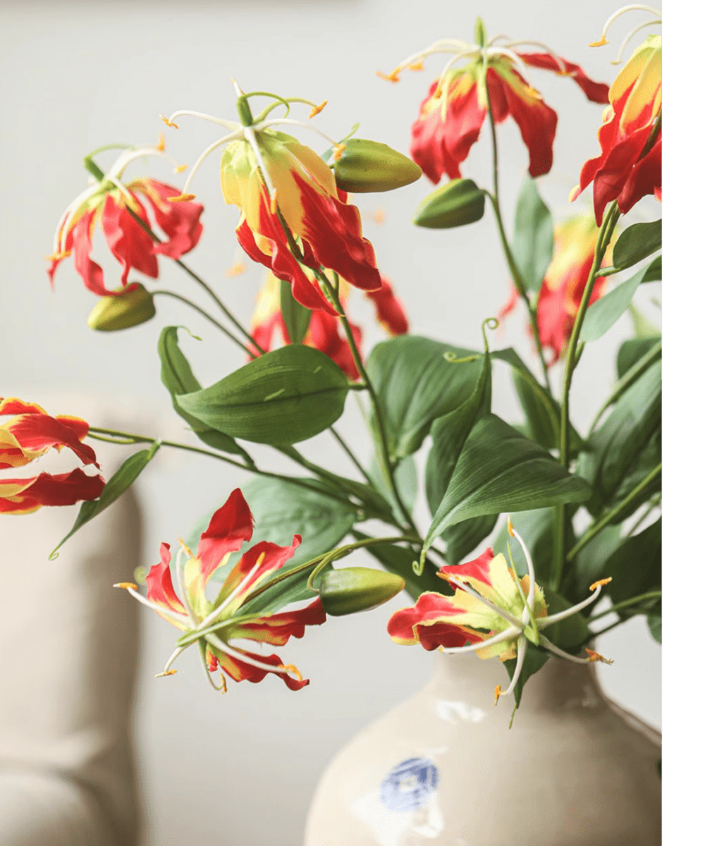 Faux Fire Lily Stem 31.9" Tall by RusticReach