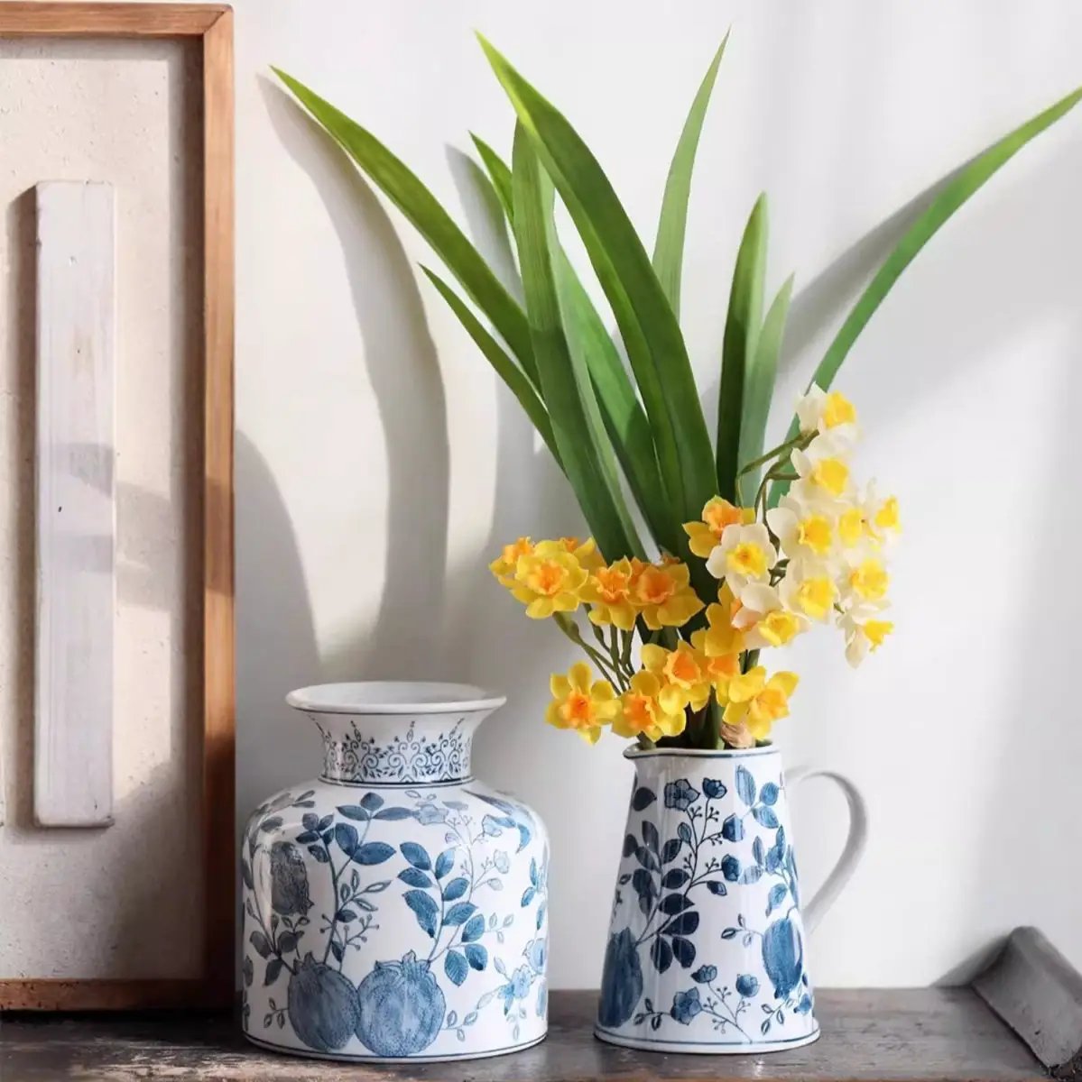 Pomegranate Hand-Painted Blue and White Porcelain Vase by RusticReach