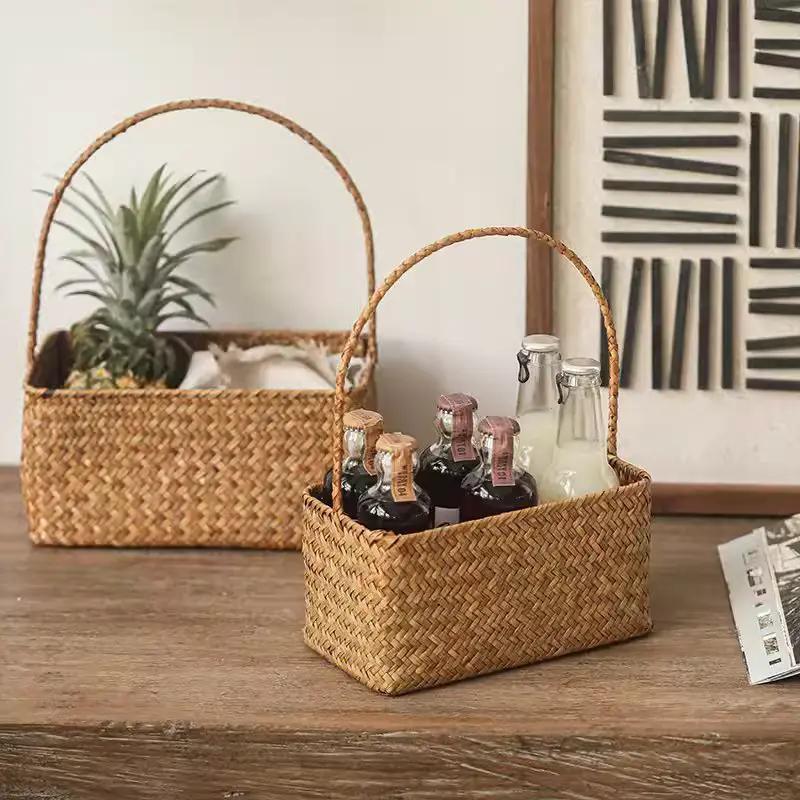 Rectangular Woven Carry Basket Organizer by RusticReach