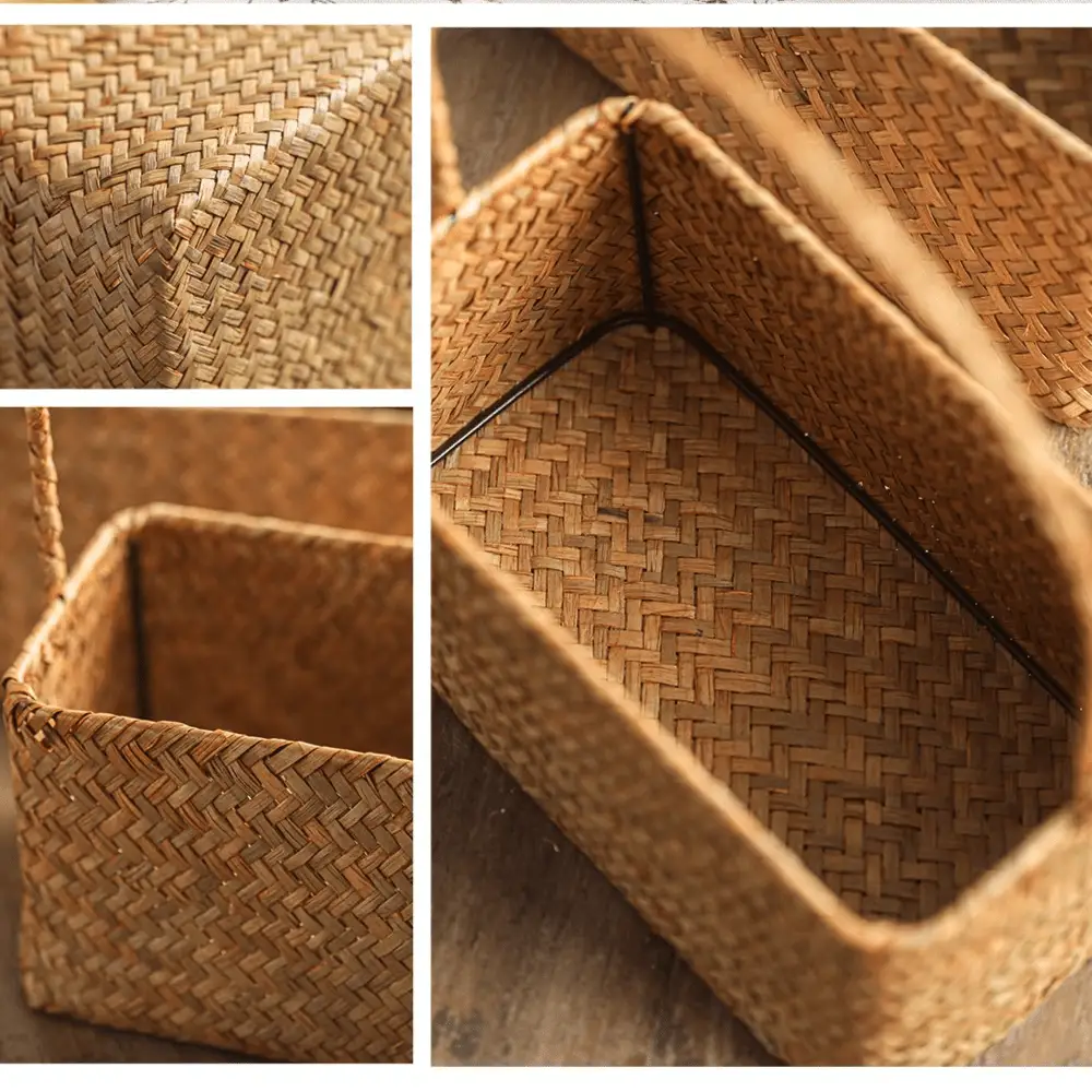 Rectangular Woven Carry Basket Organizer by RusticReach