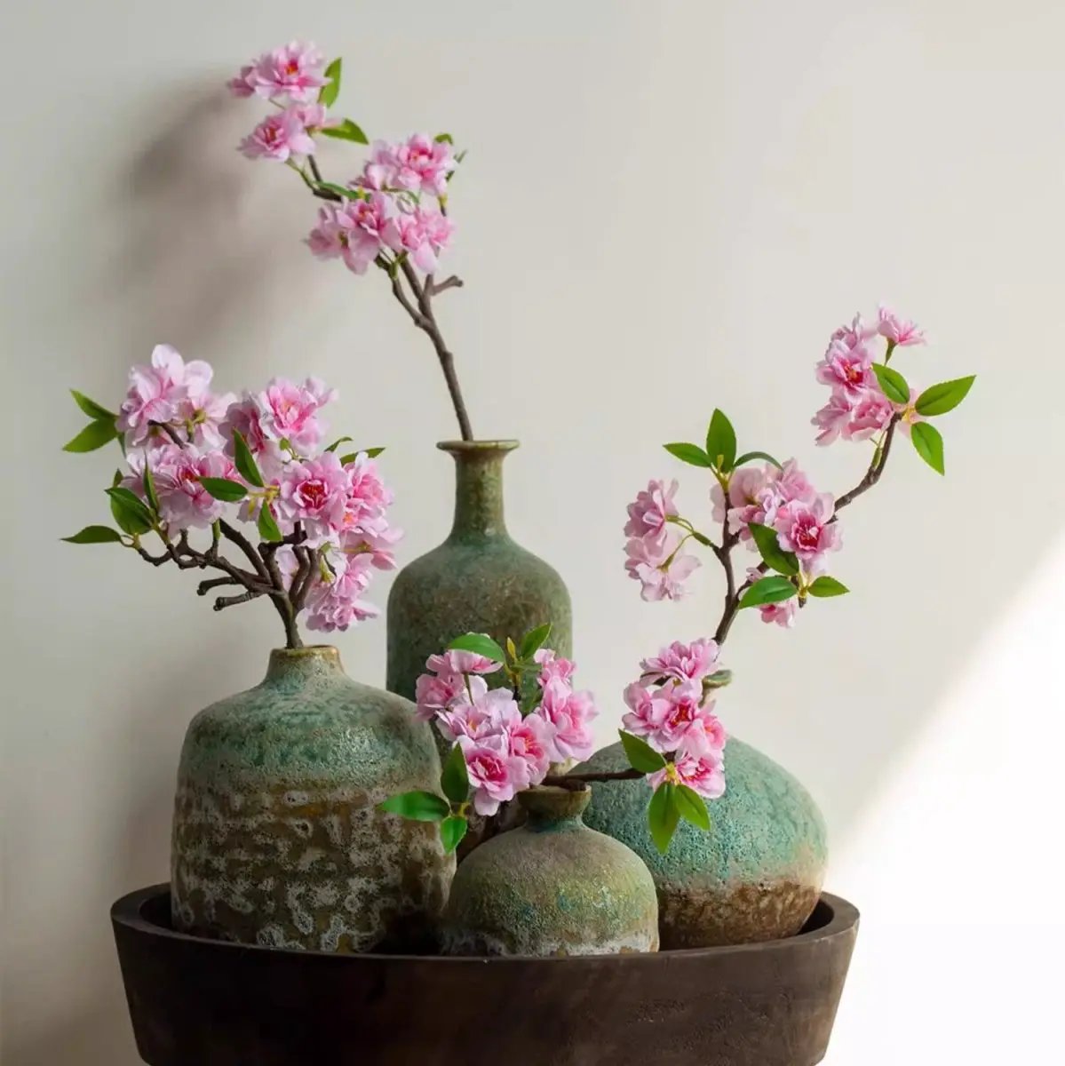 Small Peach Blossom Flower Stem 16.5" Tall by RusticReach