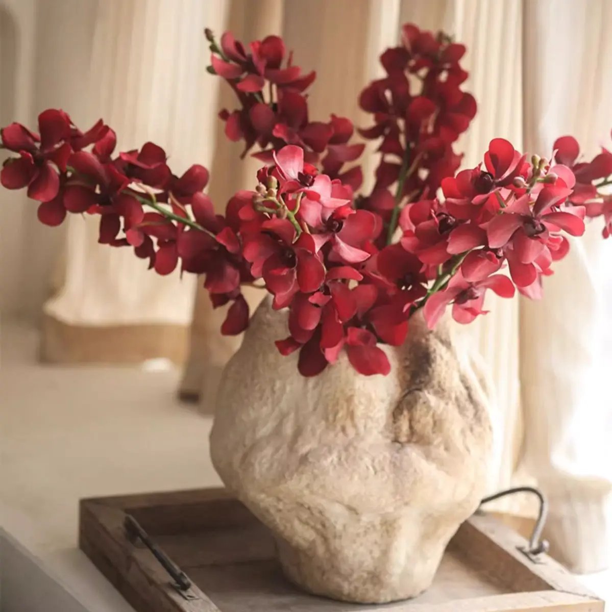 Single Red Orchid Stem 24" Tall by RusticReach