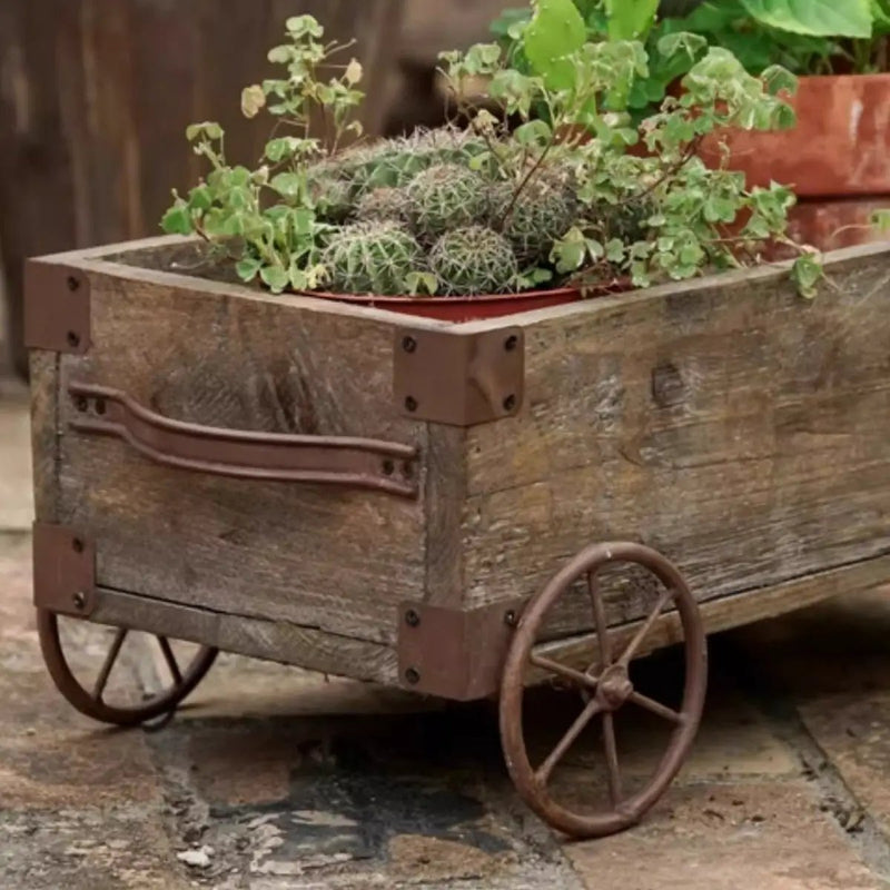 Wooden Wagon Planter Garden Flower Box by RusticReach