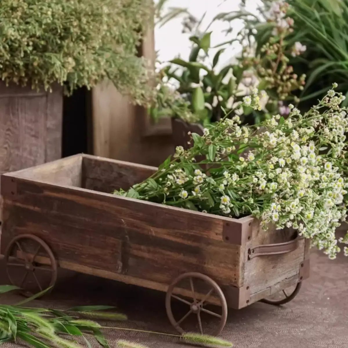 Wooden Wagon Planter Garden Flower Box by RusticReach