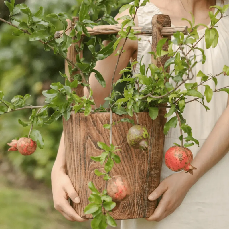 Old-fashioned Wooden Round Bucket by RusticReach