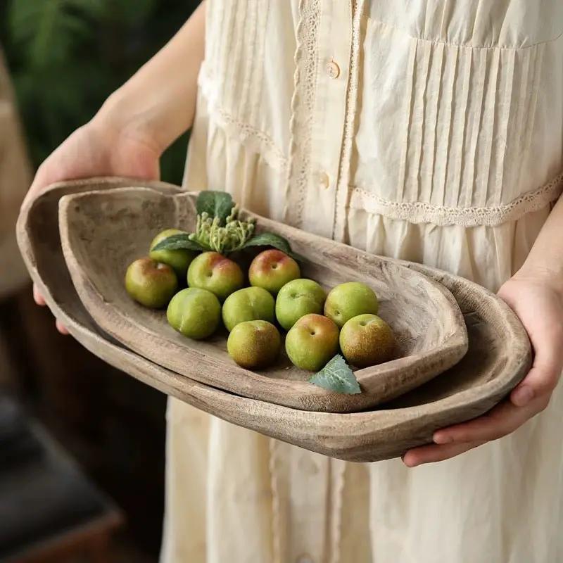 Retro Wooden Boat-Shaped Fruit Platter by RusticReach